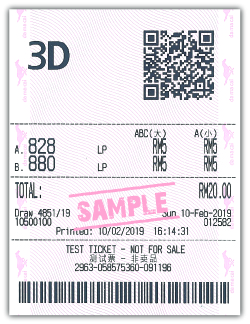 3D Lucky Pick Sample Ticket
